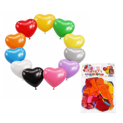 Heart Shaped Party Ballons - Assorted Colours - (Pack Of 25Pcs)