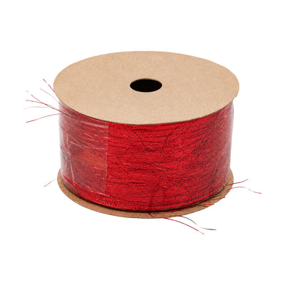Glitter Mesh Sparkle Organza Gift Wrapping Ribbon Roll - Red - 1.5 Inch