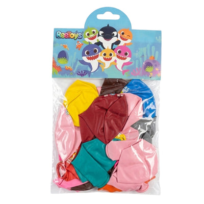 Baby Shark Theme Printed Party Decoration Balloon Set - Assorted Colours - Pack Of 25 Pcs