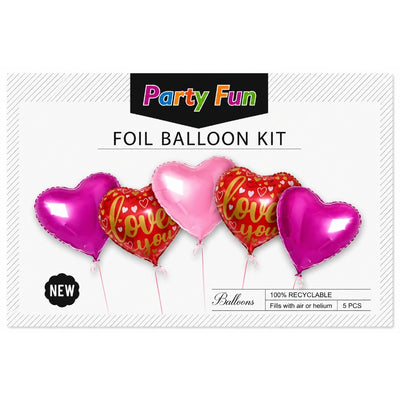 Love You Heart Foil Balloon Decoration Set (Uninflated)