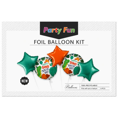 Happy Dino Birthday Foil Balloon Decoration Set (Uninflated)