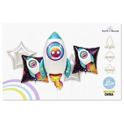 Space Rocket Theme Foil Balloon Decoration Set (Uninflated)