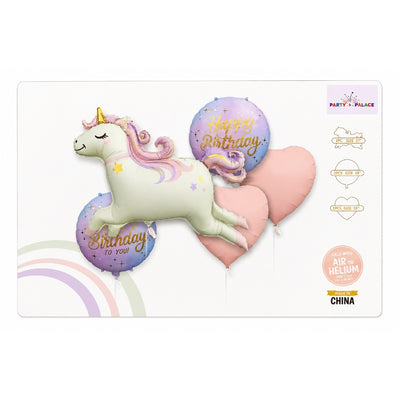 Unicorn Theme Birthday Foil Balloon Decoration Set (Uninflated)