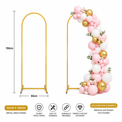 Rectangle Balloon Arch Metal Stand - Gold - 65X150 Cm