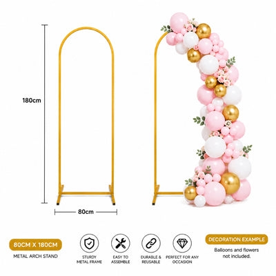 Rectangle Balloon Arch Metal Stand - Gold - 80X180 Cm