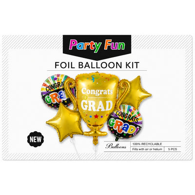 Congrats Grad Trophy Graduation Party Foil Balloon Decoration Set (Uninflated)