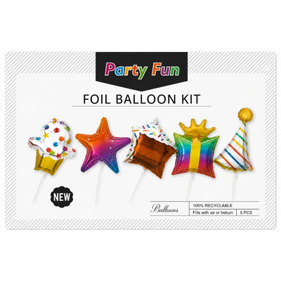 Birthday Party Icons Foil Balloon Decoration Set (Uninflated)