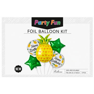 Happy Birthday Pineapple Foil Balloon Decoration Set (Uninflated)