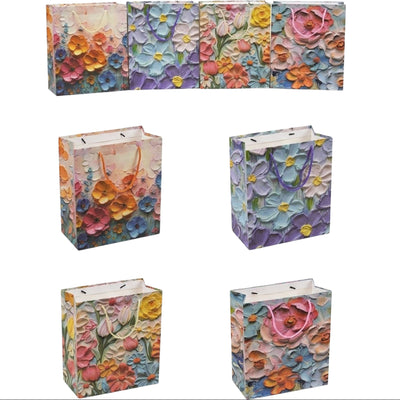 Gift Bag - Assorted Colour Flower Print Design - 26X32X12 ( 1 Bag Only )