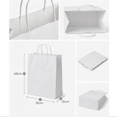 Gift Kraft White Paper Bag - Plain Cover - 31X42X13 Cm