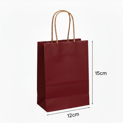 Gift Kraft Maroon Colour Plain Paper Bag 15X12 Cm