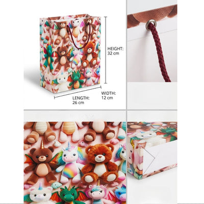 Gift Bag - Mixed Teddy Design - 26X32X12 Cm