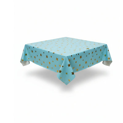 Party Decoration Star Printed Light Blue Aluminum Foil Tableware - Table Cover - 1.37X1.83 M
