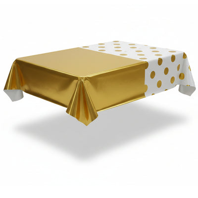 Party Decoration Dot Printed Golden Aluminum Foil Tableware - Table Cover - 1.37X2.74 M