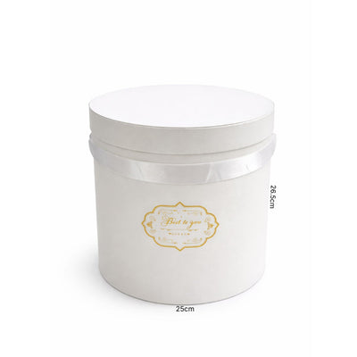 Gift Box White Colour Round - Large - 25X26.5Cm