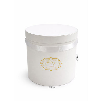 Gift Box White Colour Round - Medium - 23X24.5Cm