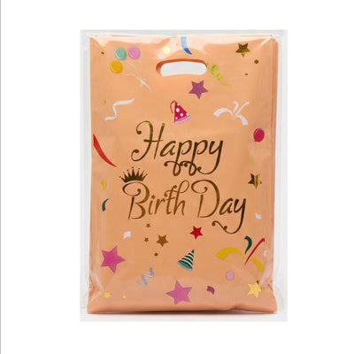 Happy Birthday Peach Colour Party Loot Bag - 29X20 Cm - Pack Of 10 Pcs
