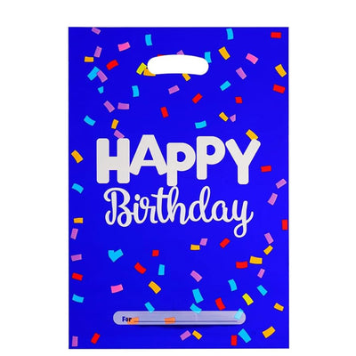 Happy Birthday Blue Colour Party Loot Bag - 29X20 Cm - Pack Of 10 Pcs