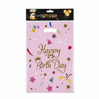 Happy Birthday Light Pink Colour Party Loot Bag - 29X20 Cm - Pack Of 10 Pcs