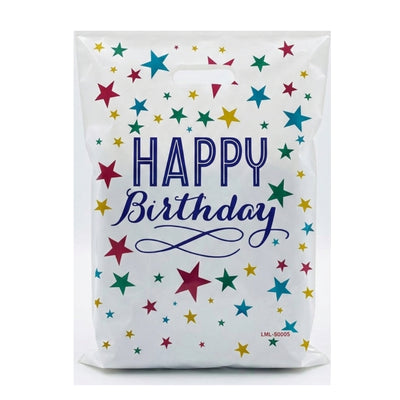 Happy Birthday White Colour Party Loot Bag - 29X20 Cm - Pack Of 10 Pcs