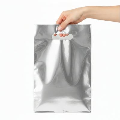 Plain Silver Party Loot Bags - 29X16 Cm - Pack Of 10 Pcs