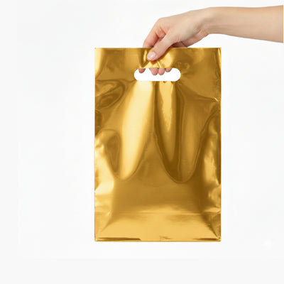 Plain Gold Party Loot Bags - 29X16 Cm - Pack Of 10 Pcs