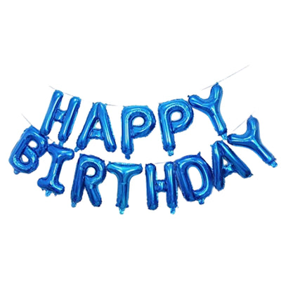 Happy Birthday Party Decoration Banner Balloon - Foil Balloon - Blue ( Uninflated )