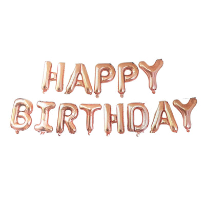 Happy Birthday Party Decoration Banner Balloon - Foil Balloon - Rose Gold ( Uninflated )