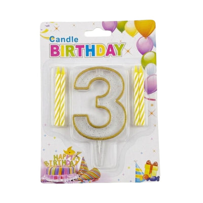 Happy Birthday Party Candle - Number 3