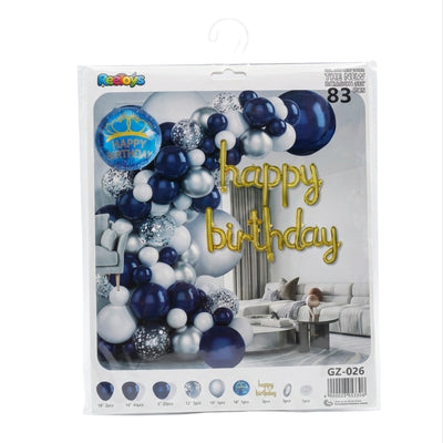 Happy Birthday Party Decoration Balloon Garland Kit - Blue & Light Blue - 83 Pcs