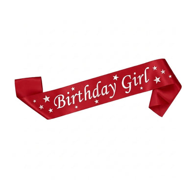 Happy Birthday Girl Satin Sash - Red