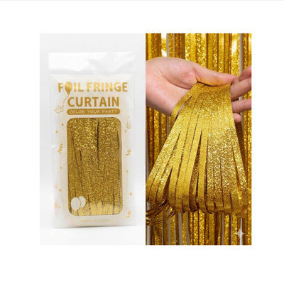 Laser Glitter Foil Fringe Curtain For Party Decoration - Rain Curtain - Gold Colour