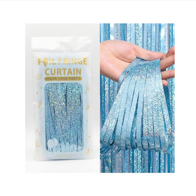 Laser Glitter Foil Fringe Curtain For Party Decoration - Rain Curtain - Light Blue Colour