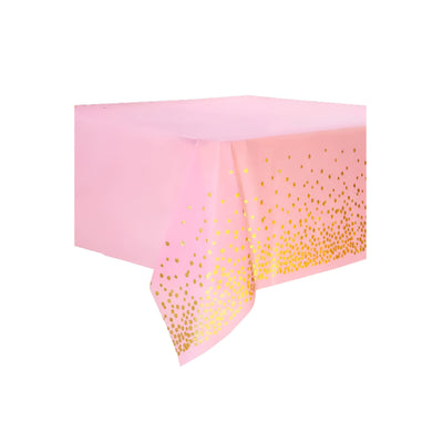 Gold Polka Dot Printed Party Decoration Plastic Table Cover - Tableware - Pink - 137X183 Cm