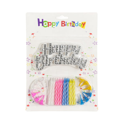 Happy Birthday Candle With Cake Topper - Set Of 24