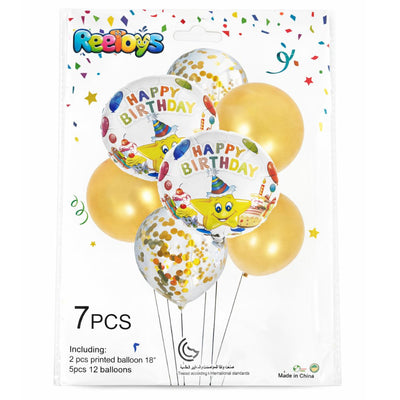 Happy Birthday Party Decoration Balloons And Foil Balloon -Cartoon Printed - Kit 7Pcs
