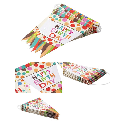 Happy Birthday Theme Party Decoration Flag Banner - Dot Printed - 30 Cm