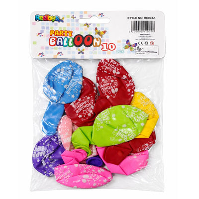 Happy Birthday Themed Party Balloons 10Pcs Set - Assorted Colours