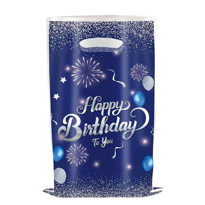Happy Birthday Theme Party Loot Bag - Blue - 29X16 Cm - Pack Of 10 Pcs