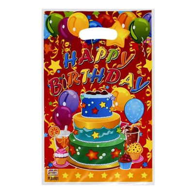 Happy Birthday Cake With Balloon Theme Party Loot Bag - 29X16 Cm - Pack Of 10 Pcs