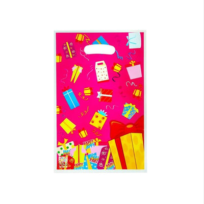 Happy Birthday Gift Box Theme Party Loot Bag - Pink - 29X16 Cm - Pack Of 10 Pcs