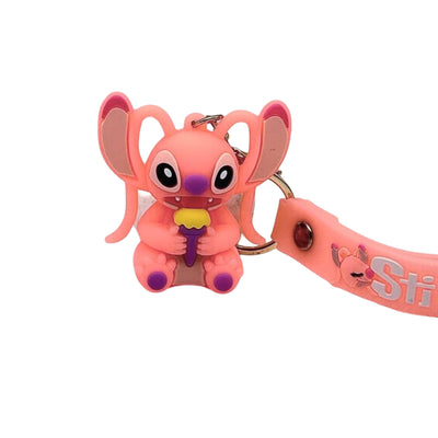 Stitch Character 3D Sillicone Keychain - Salmon Pink Colour