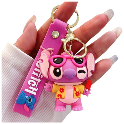 Stitch Character 3D Sillicone Keychain -Pink Colour