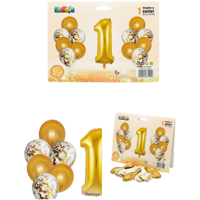 Party Decoration Balloons And Foil Balloon - 1 Number- 13Pcs - White And Gold Colour