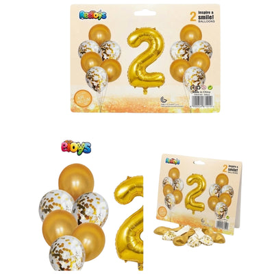 Party Decoration Balloons And Foil Balloon - 2 Number- 13Pcs - White And Gold Colour