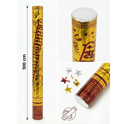 Party Popper Multi Coloured Confetti Cannons - Confetti Shooter 100Cm