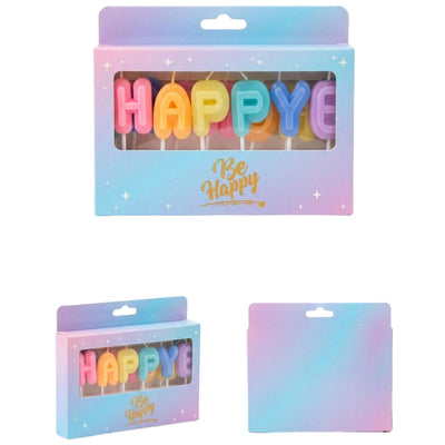 Happy Birthday Cake Decoration Letter Candle - Macron Colors
