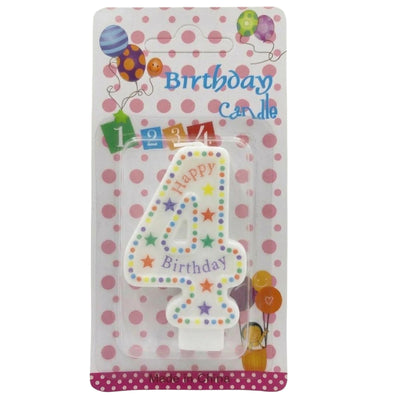 4Th Happy Birthday Number Candle - Colour Full Dot