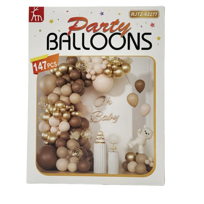 Party Decoration Balloon Garland Kit - Brown And Gold - Pack Of 147 Pcs