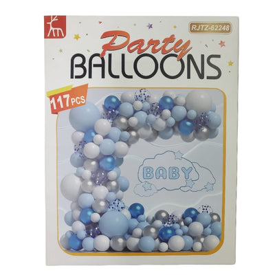 Party Decoration Balloon Garland Kit - Blue And White - Pack Of 117 Pcs
